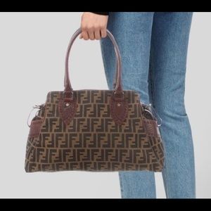 FENDI ZUCCA BAG DE JOUR.FF monogram w/leather trim
